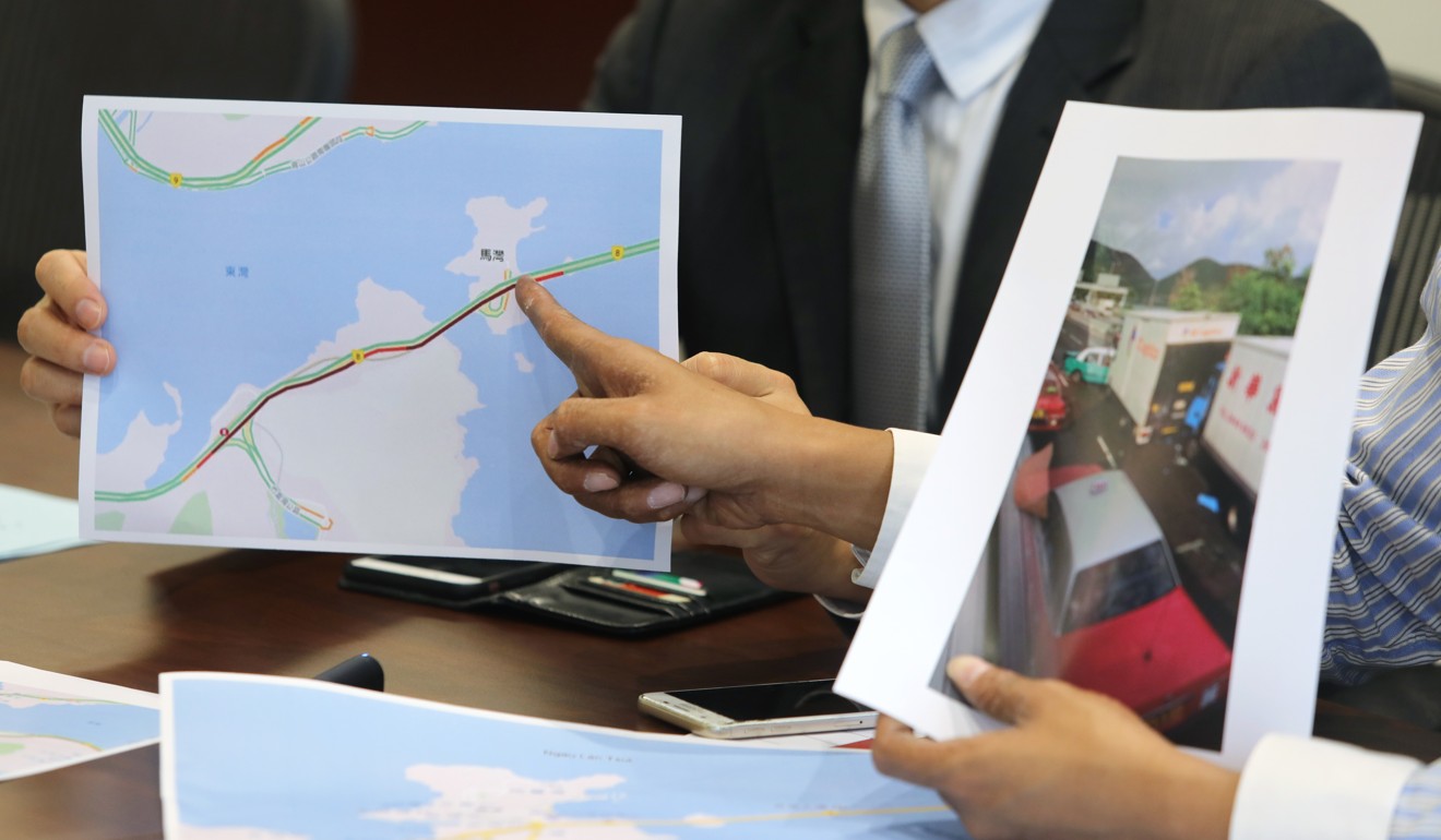 Maps and visuals presented during a media briefing on the proposal to cut ferry services. Photo: Sam Tsang