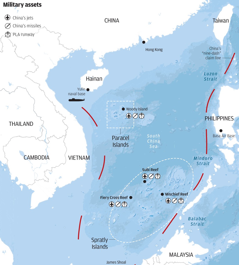 Chinese military assets in the South China Sea. Click to enlarge.