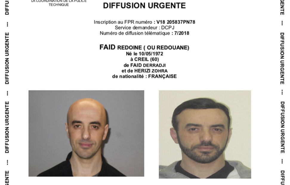 Faid is seen here in two separate photos in a French police alert. Photo: AP