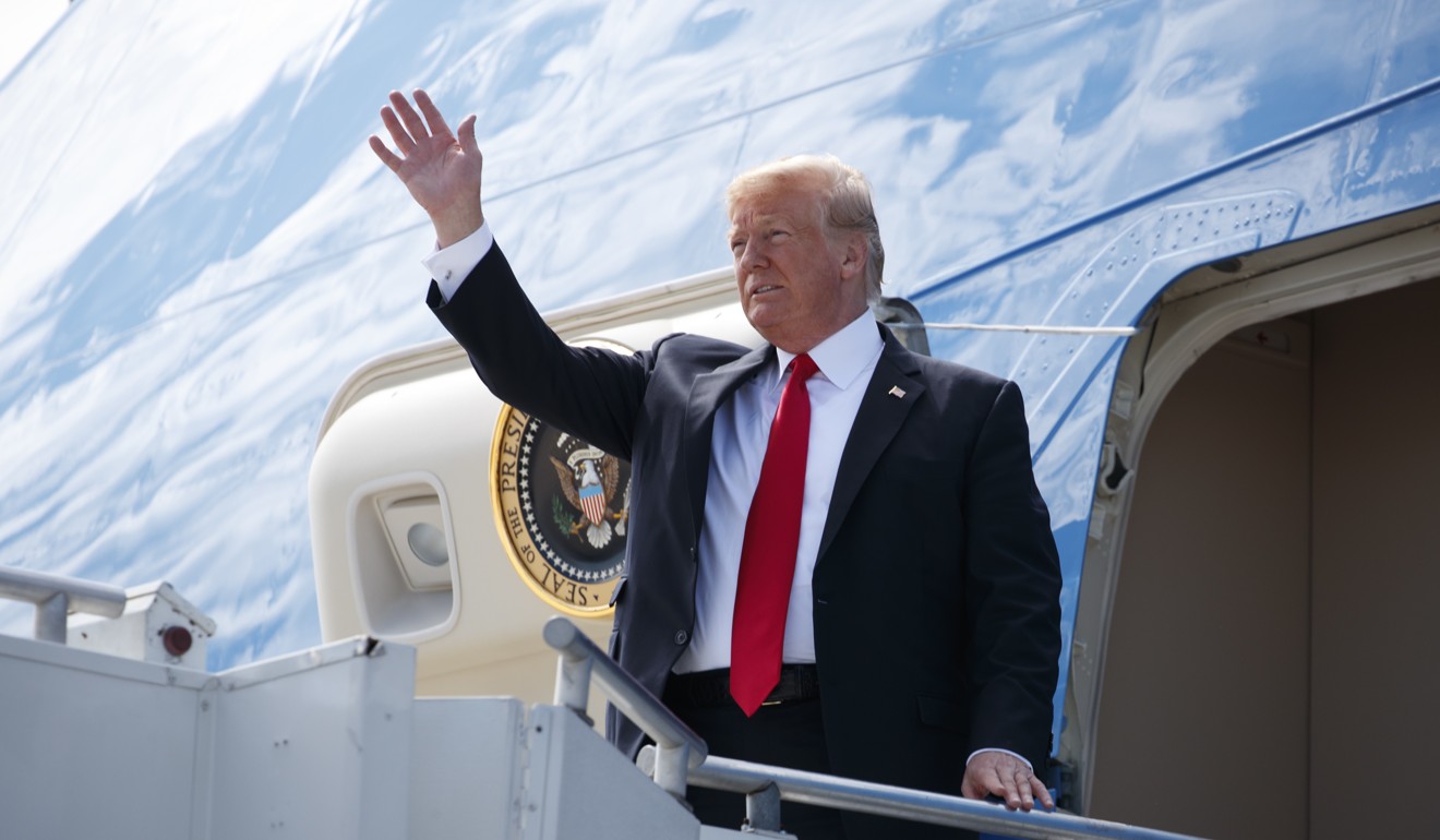 US President Donald Trump deplaning Air Force One in Great Falls, Montana, on Thursday. Trump told reporters on the flight that he believes that Kim Jong-un “sees a different future for North Korea”. Photo: AP