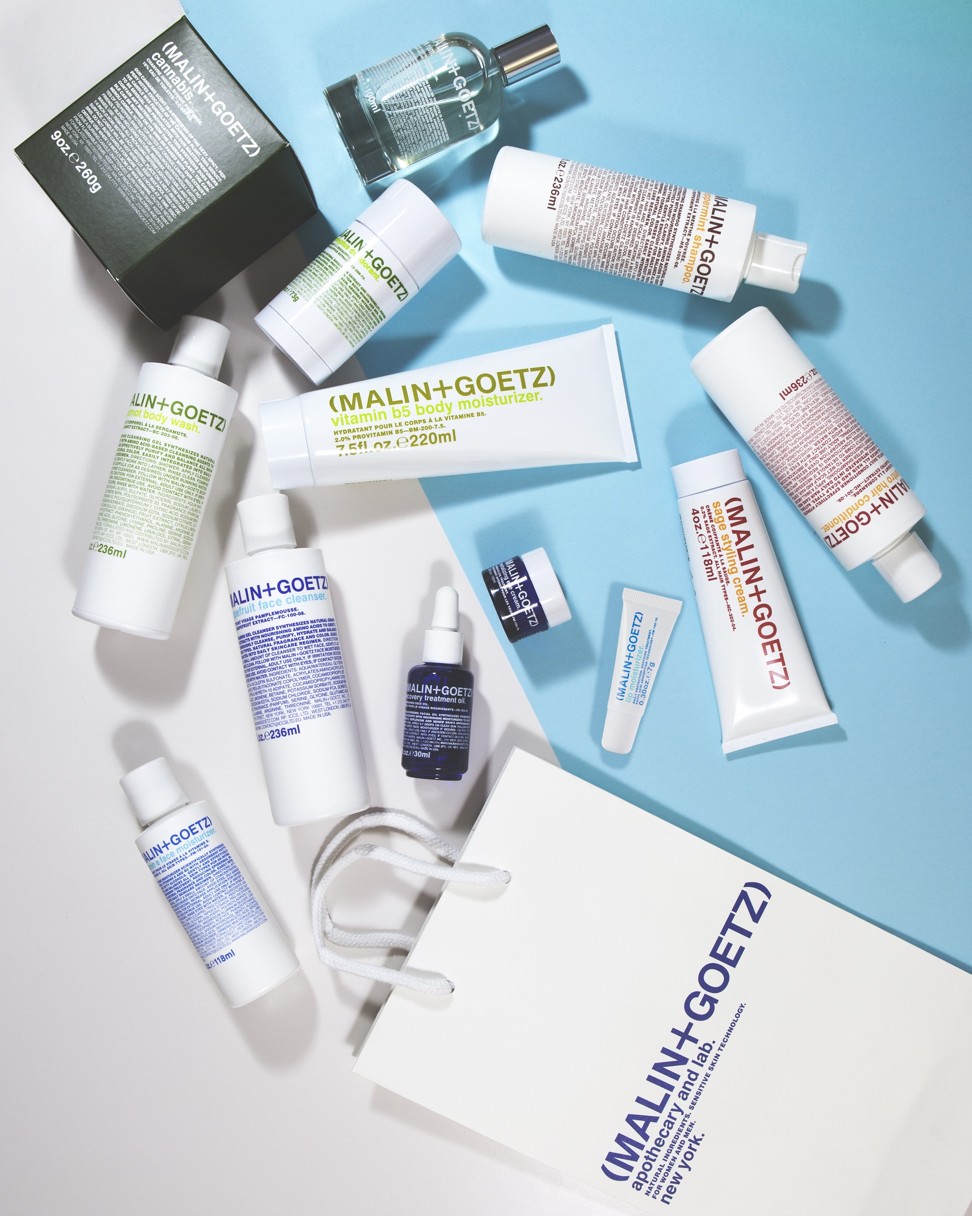 Skincare products by Malin+Goetz.