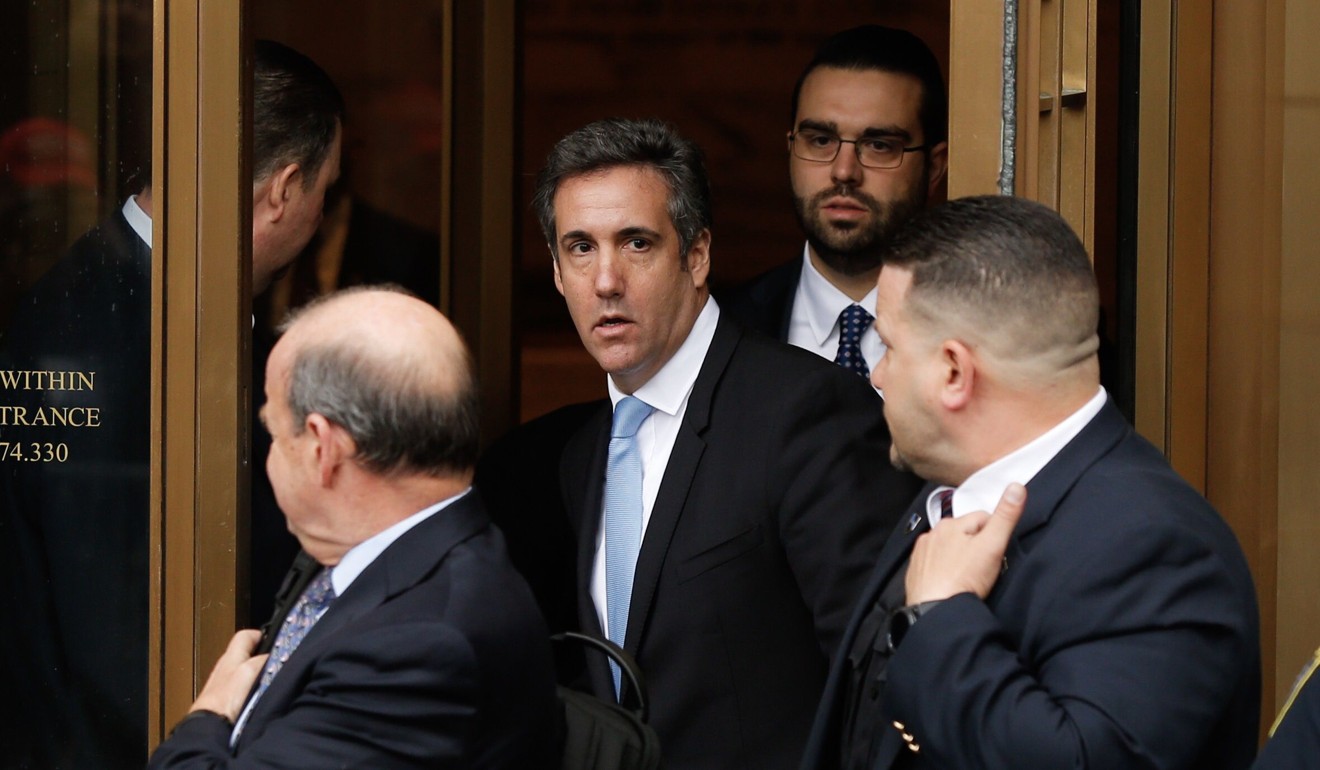 US President Donald Trump’s lawyer Michael Cohen exits the US Federal Court in New York on April 16. Cohen recorded his conversation with Trump about McDougal, and that recording is now in the possession of the FBI. Photo: AFP