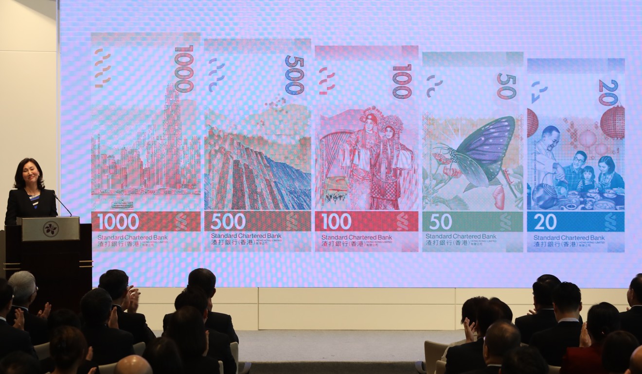 The designs on the Stanard Chartered-issued notes. Photo: Sam Tsang