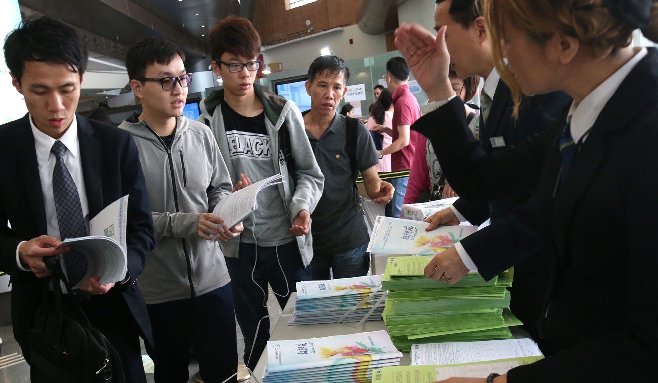 Hongkongers, many of them young, apply for home ownership scheme flats at the Kai Long Court project in Kai Tak, the site of the city’s former airport. Photo: David Wong
