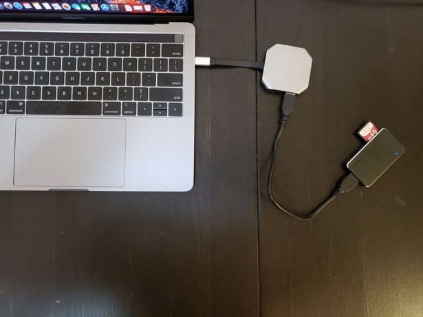 If your accessories aren’t USB-C then you’ll have to use a dongle to use basic accessories like a card reader. Some consumers have jokingly dubbed the MacBook Pro ‘dongle hell’. Photo: Ben Sin