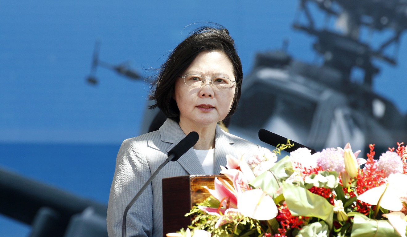 Taiwan President Tsai Ing-wen speaks at a military commissioning ceremony on July 17. Photo: AP