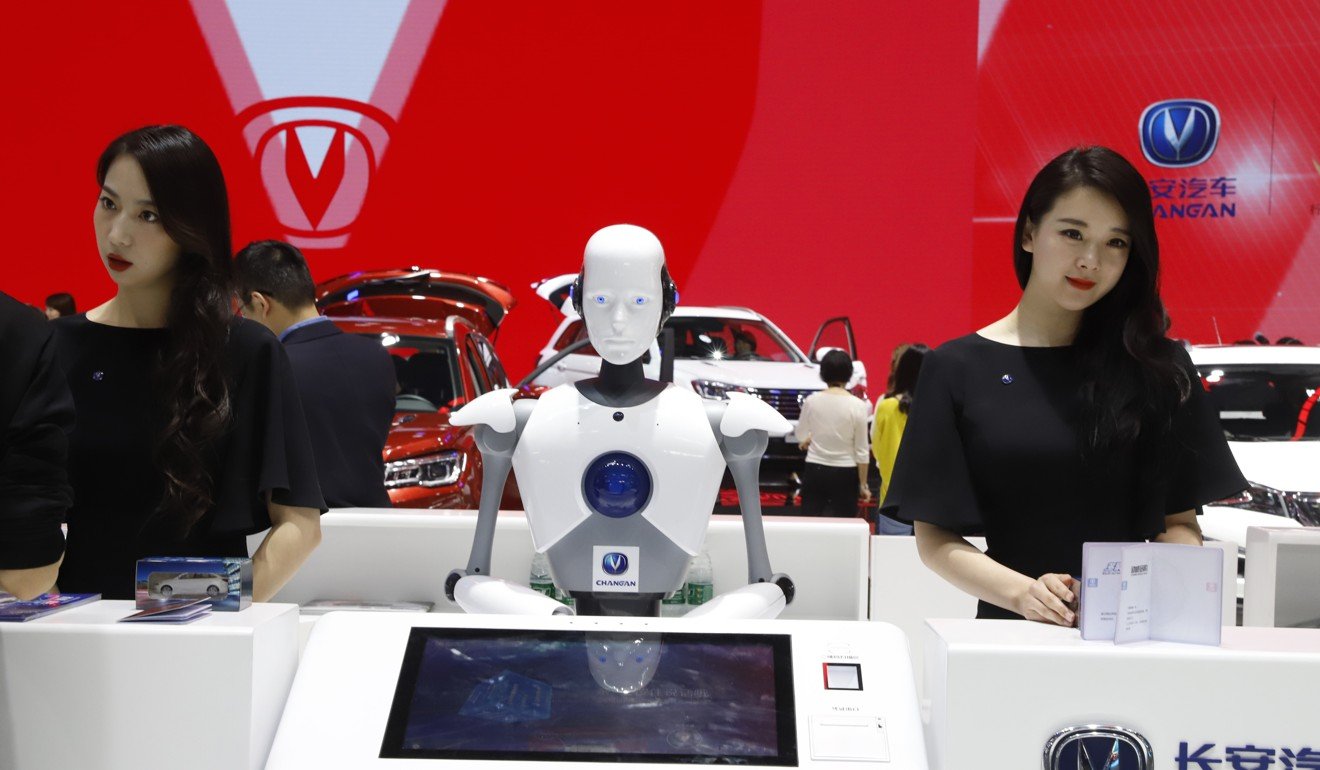 A robot receptionist at the China Auto 2018 show in Beijing. The Made in China 2025 programme aims to make China a tech superpower. Photo: AP