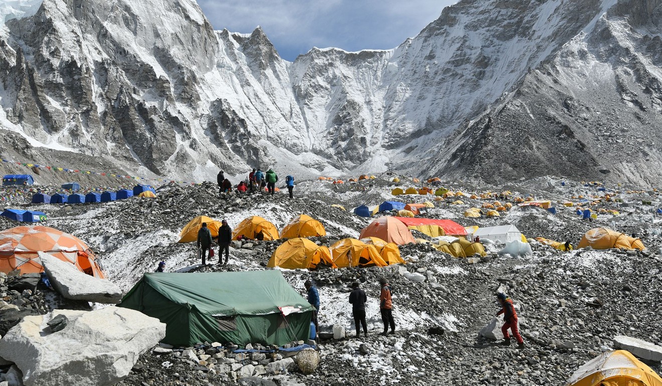 Trekkers and porters gather at Everest Base Camp northeast of the Nepali capital Kathmandu. Photo: AFP