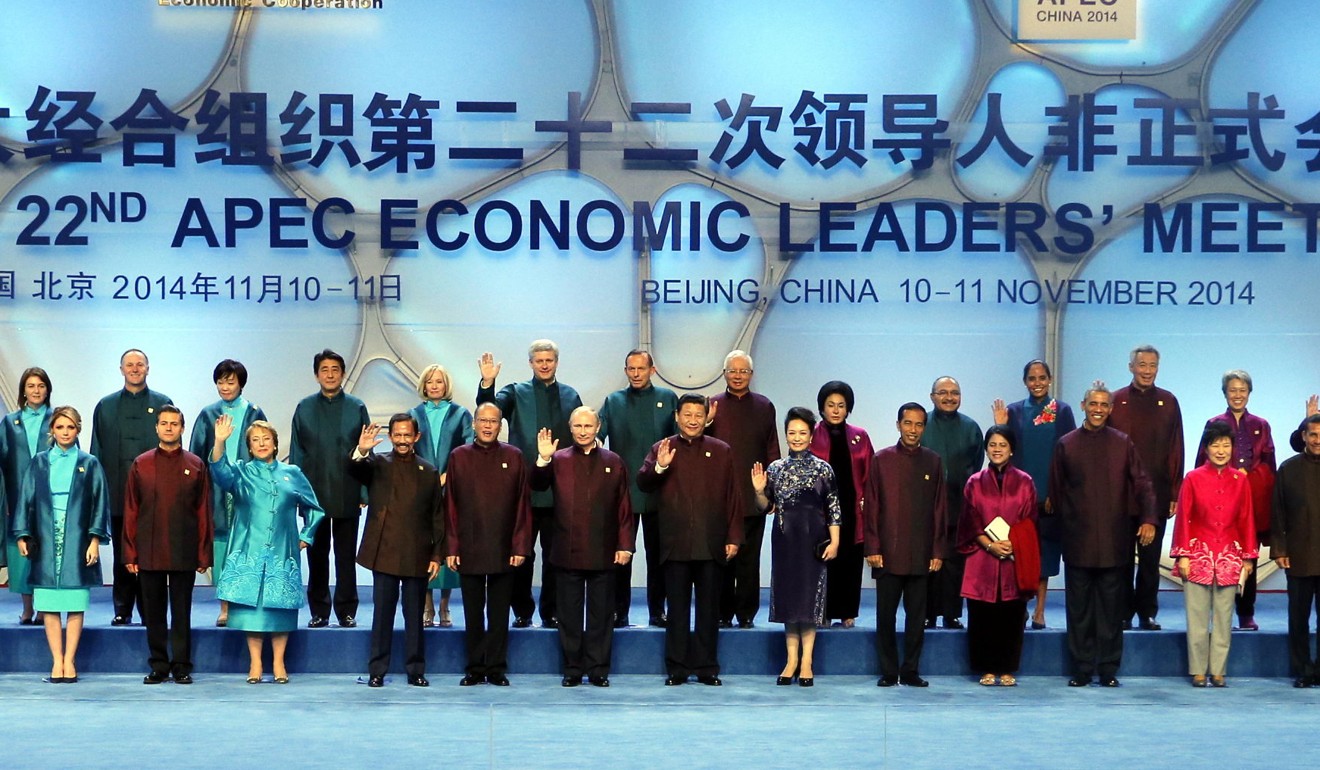 World leaders in xinzhongzhang at the Apec summit in Beijing in 2014.