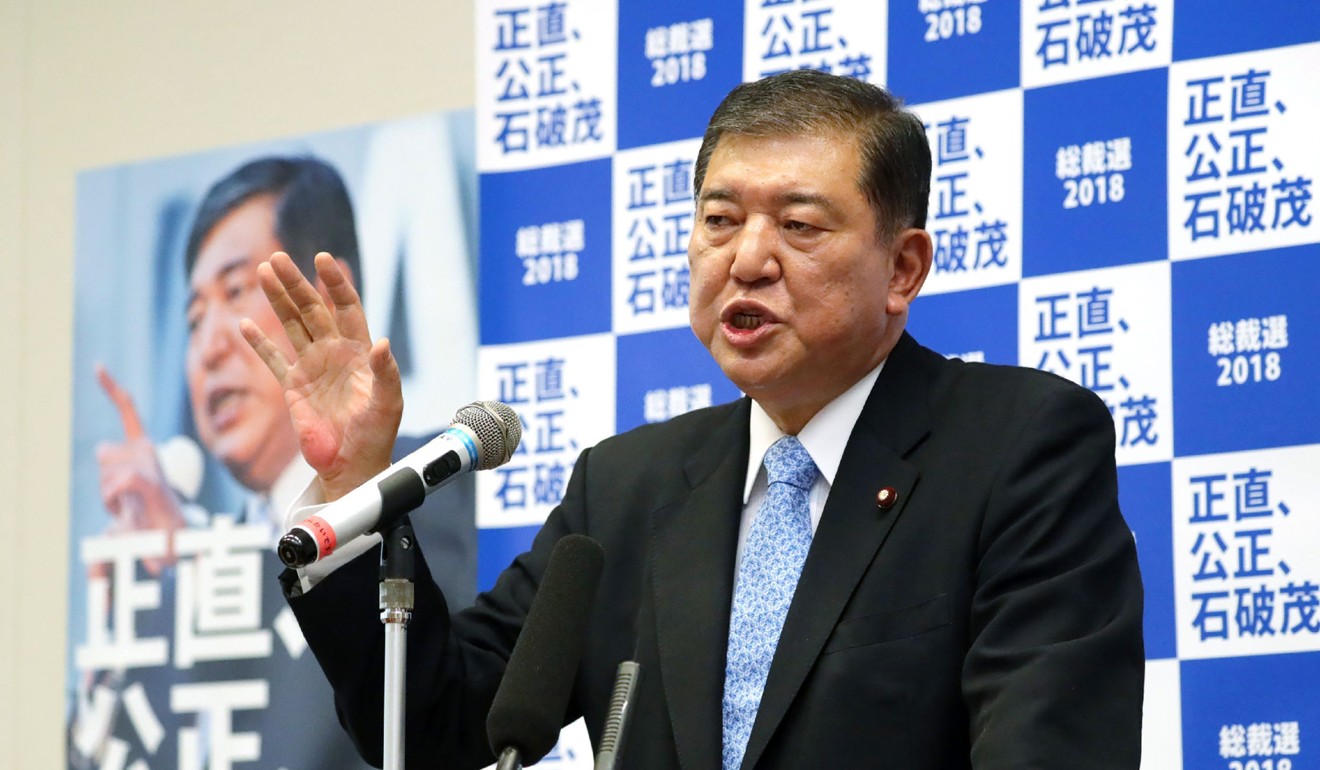 Shigeru Ishiba has said challenging Abe is crucial to Japan’s democracy. Photo: AFP