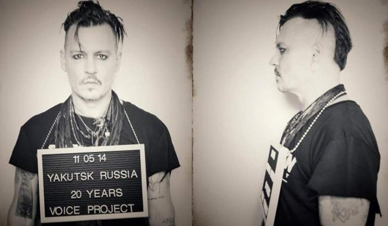 Johnny Depp takes part in a photo shoot in support of Oleg Sentsov as part of the Voice Project. Photo