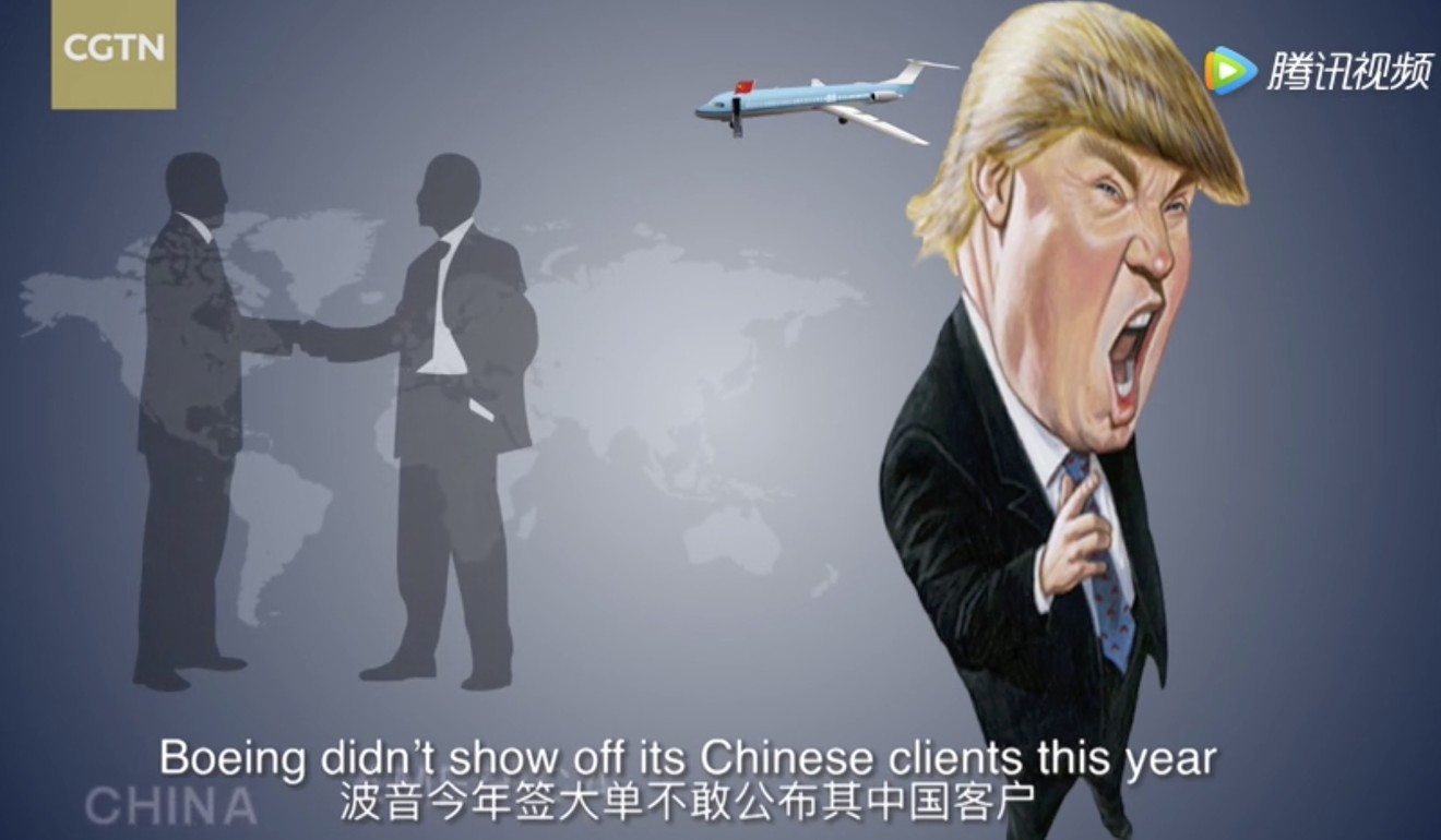 The video was a rare example of Chinese state media personally targeting the US President. Photo: SCMP