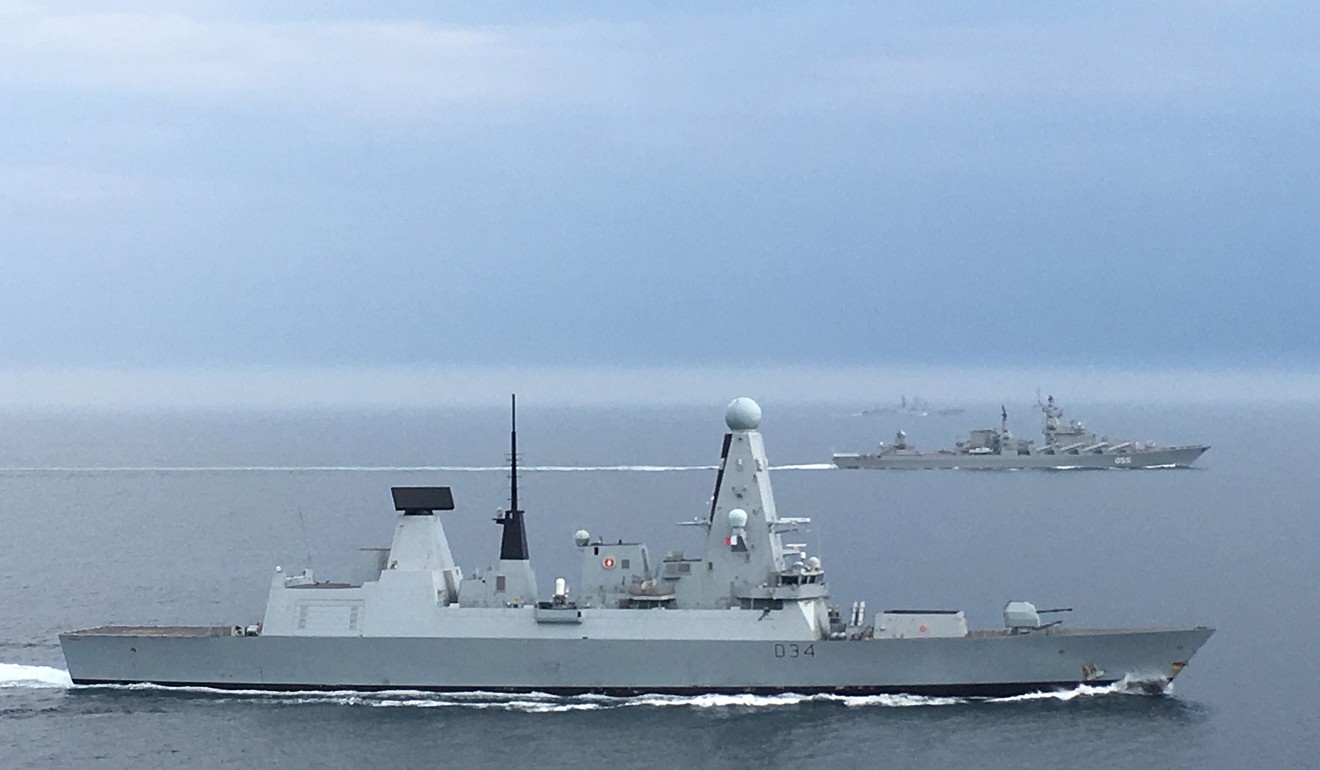 Britain’s HMS Diamond shadows two Russian warships as they pass through the English Channel. Photo: EPA