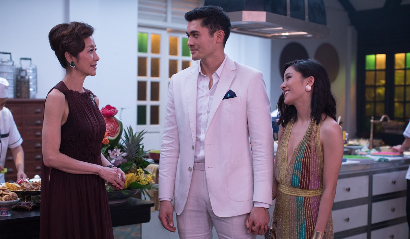 From left: Michelle Yeoh, Henry Golding and Constance Wu in a still from Crazy Rich Asians.