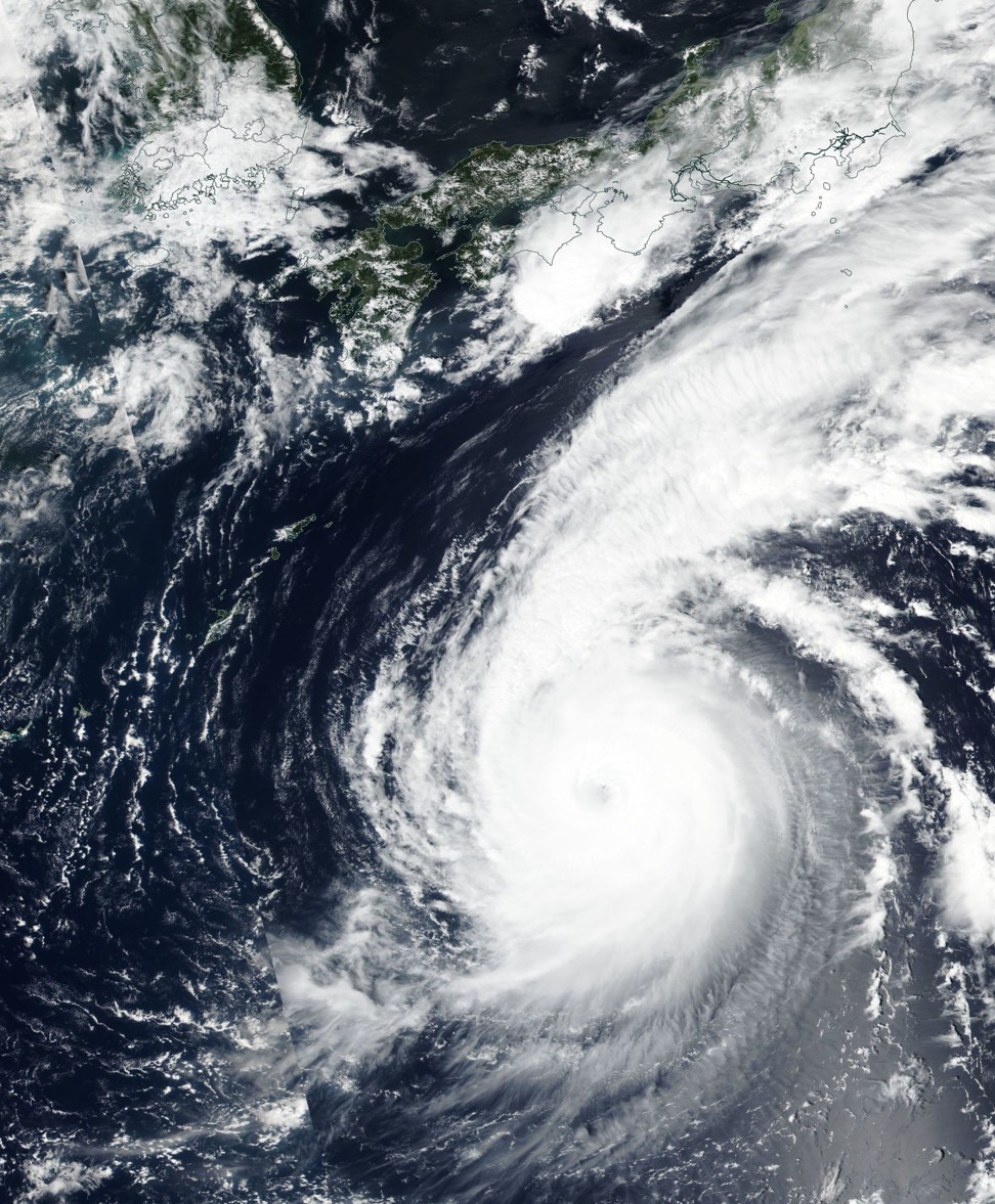 A satellite image of Typhoon Jebi. Photo: EPA