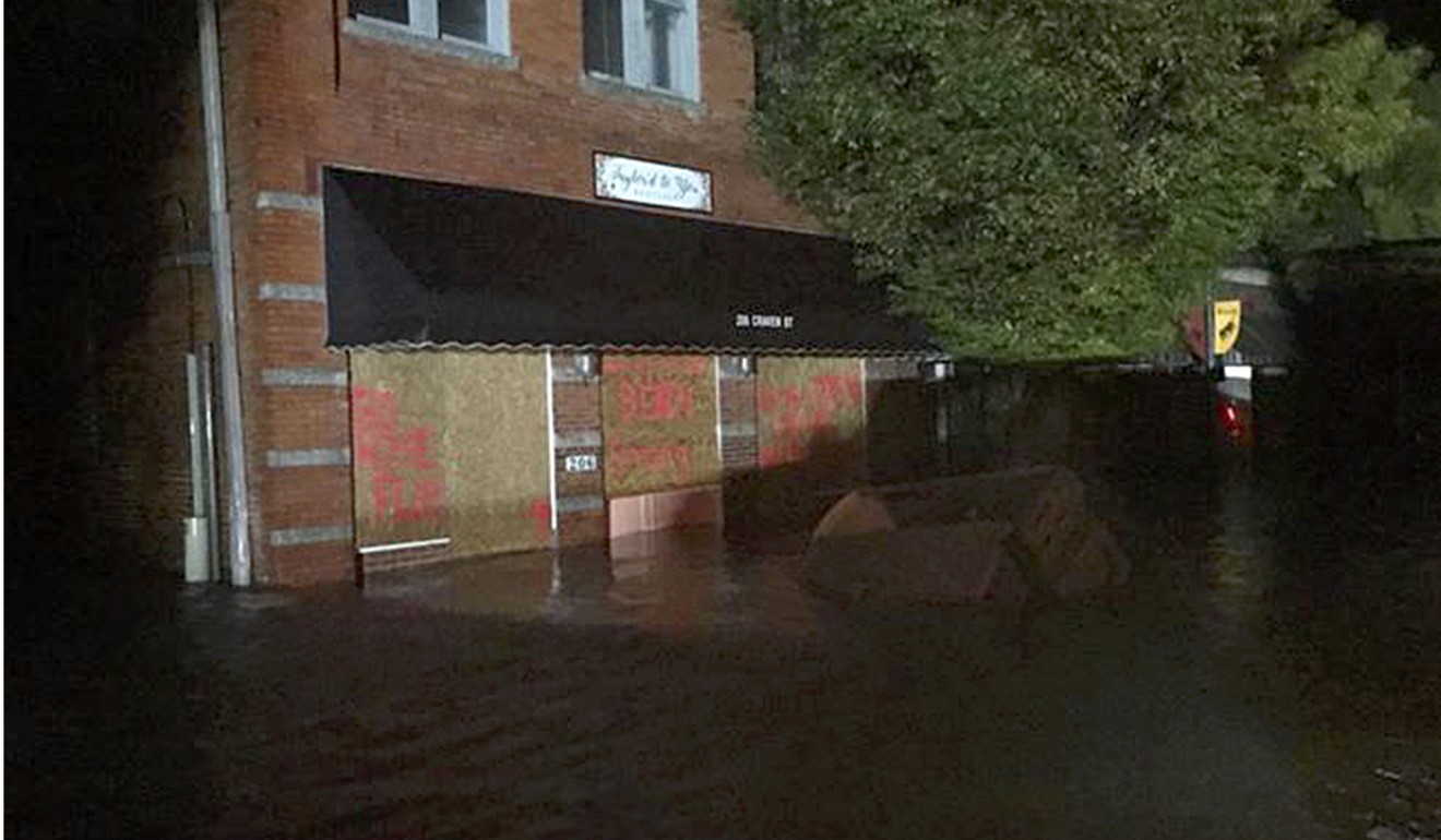Flooding in downtown New Bern, North Carolina, on Friday. Photo: AP