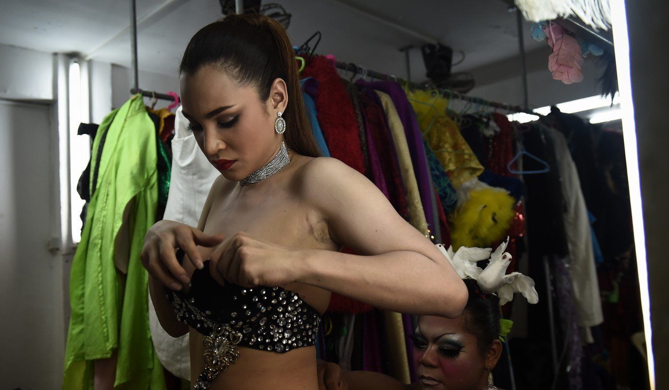 A Thai cabaret performer. Workplace discrimination confines many of those in the country’s LGBTI community to work in the entertainment industry. Photo: AFP