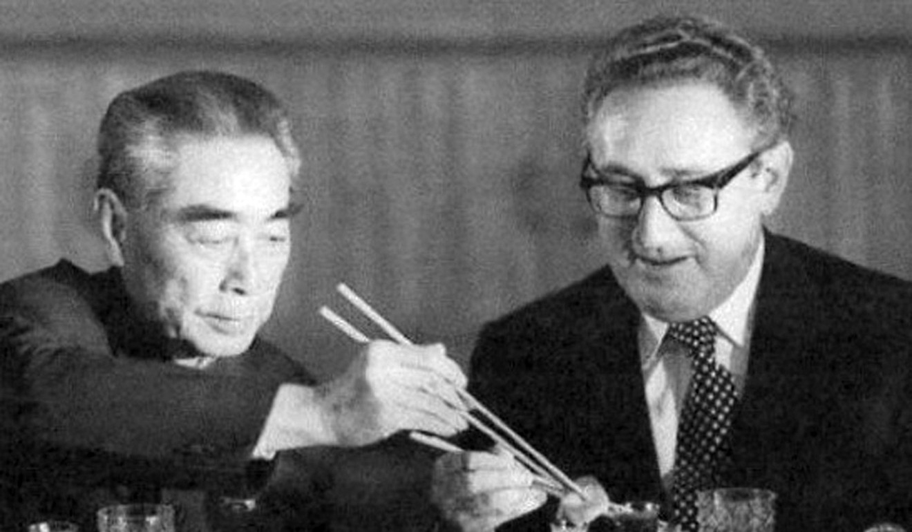 Henry Kissinger meets China's prime minister, Zhou Enlai, in July 1971 in Beijing.