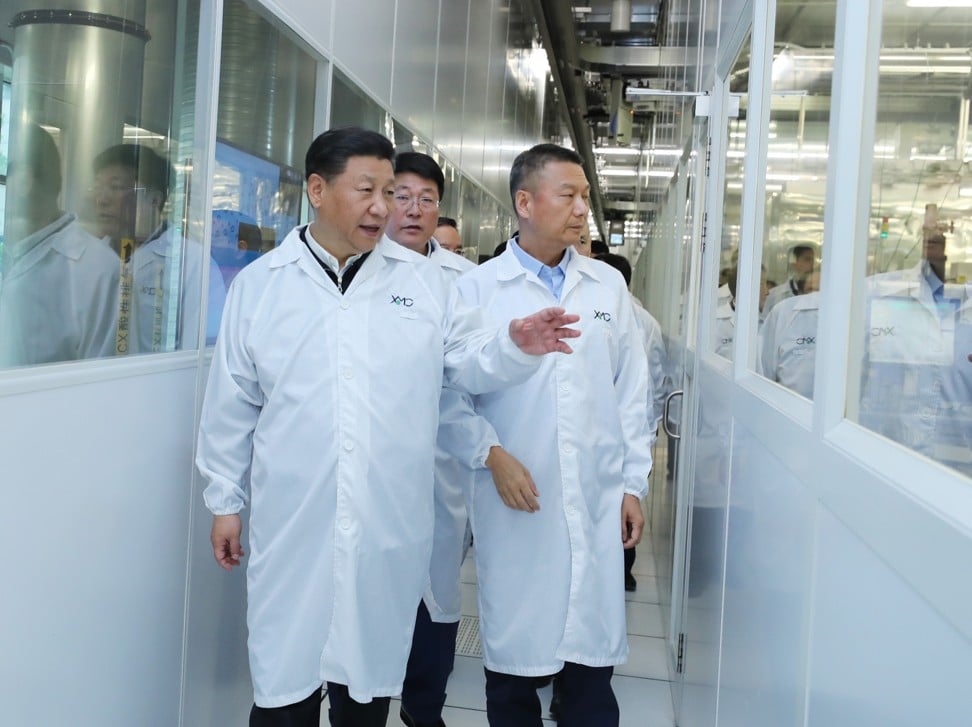 Chinese President Xi Jinping visits Wuhan Xinxin Semiconductor Manufacturing earlier this year. Photo: Xinhua