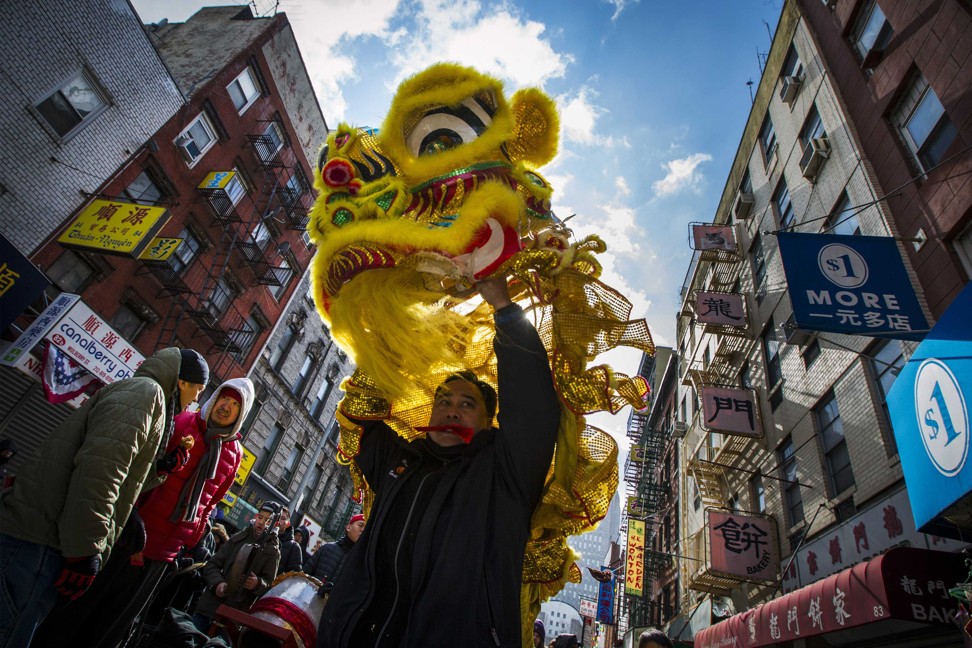 Performers present a lion dance during Lunar New Year celebrations in New York’s China Town. Scholars say anti-Chinese sentiment is rising in the US. Photo: Reuters