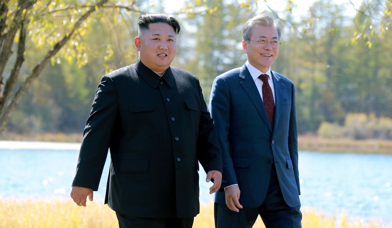 North Korean leader Kim Jong-un and South Korean President Moon Jae-in. Photo: Reuters