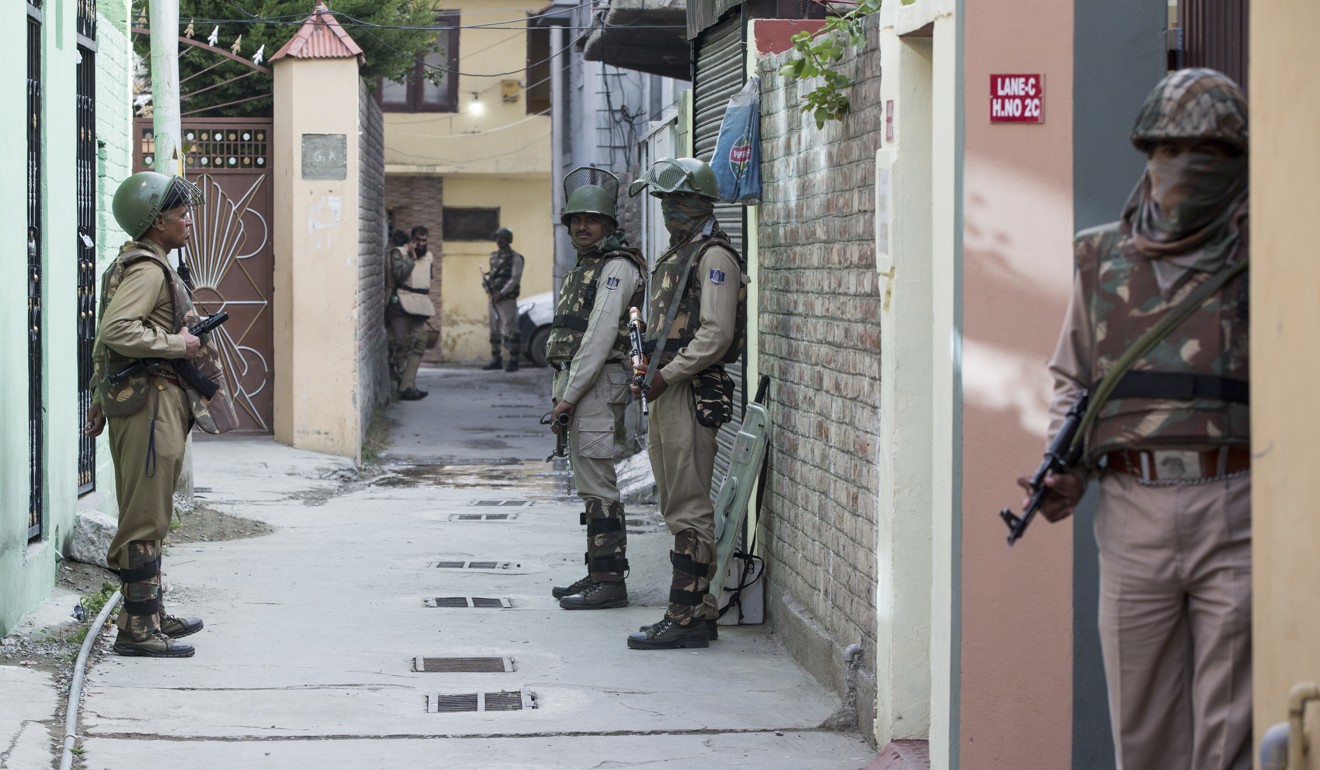 Indian paramilitary soldiers in Indian-controlled Kashmir. Photo: AP