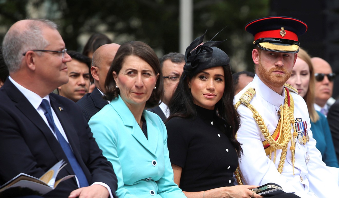 From left: Australia’s Prime Minister Scott Morrison, New South Wales Premier Gladys Berejiklian, Meghan the Duchess of Sussex and Britain’s Prince Harry at the opening of the enhanced Anzac memorial in Hyde Park, Sydney on October 20, 2018. Photo: Reuters