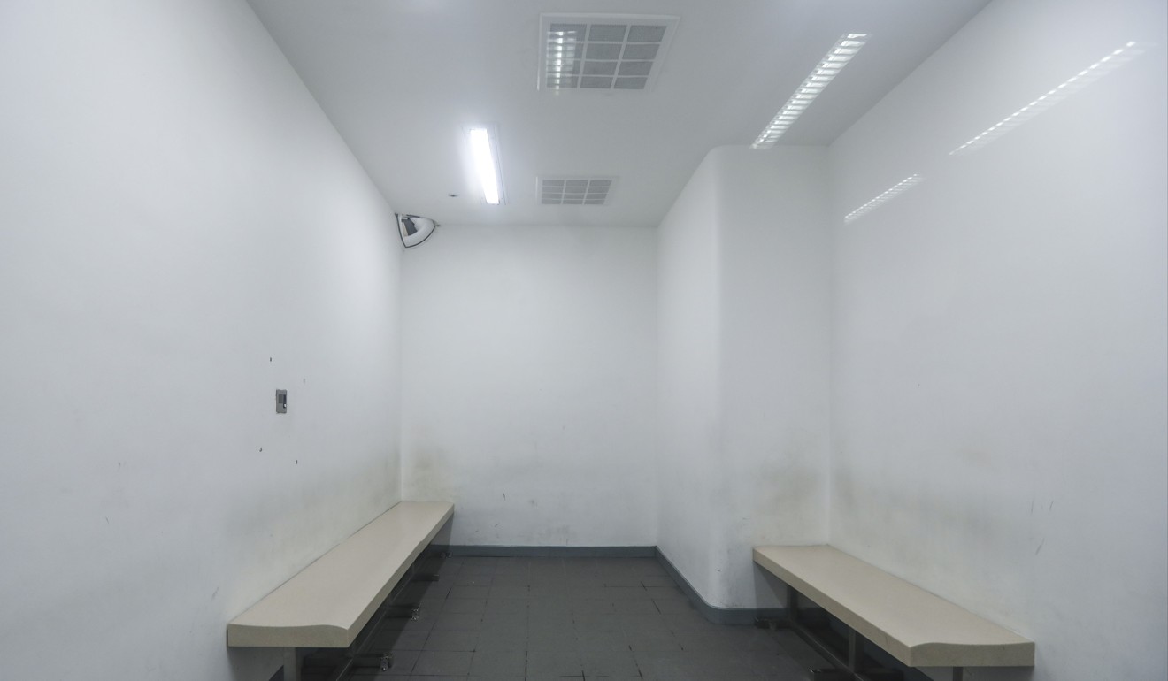 The new temporary holding area at Wan Chai police station. Photo: Xiaomei Chen