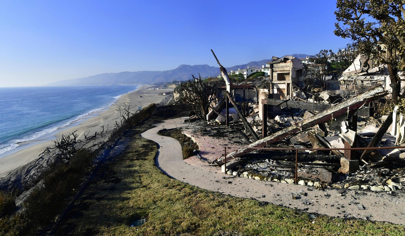 The remains of a beachside luxury home along the Pacific Coast Highway community of Point Dume in Malibu. Photo: AFP