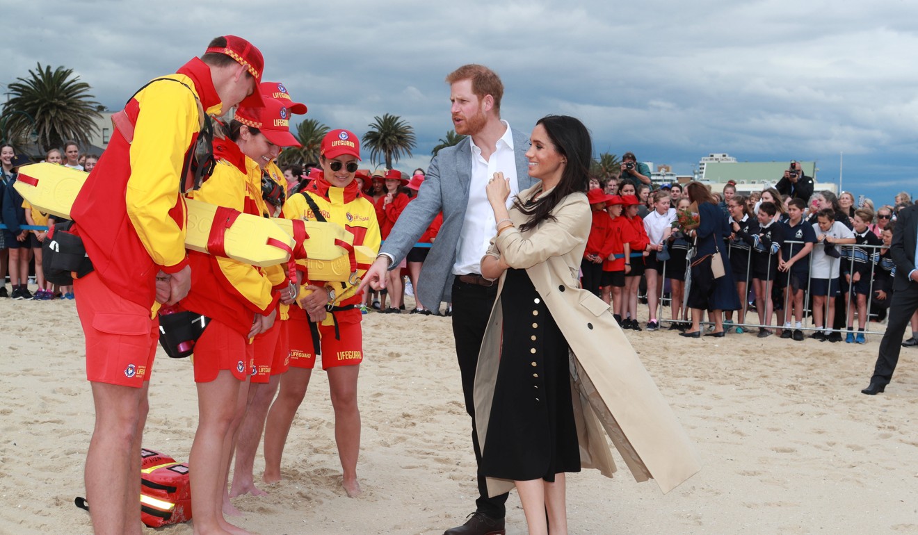 Prince Harry The Duke of Sussex with Meghan Markle the Duchess of Sussex on Day Three of their tour of Australia. Photo: Reuters