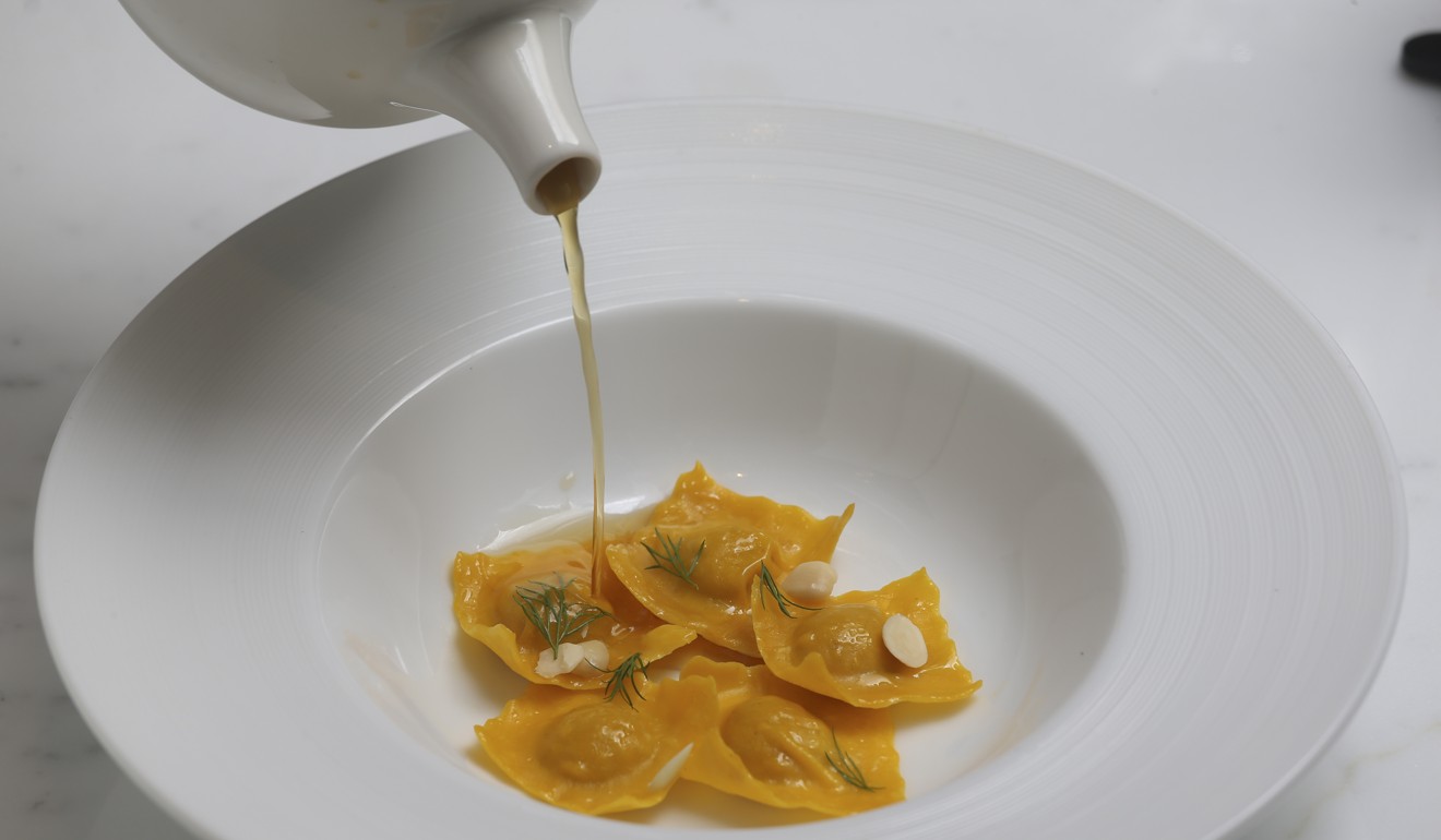Guinea fowl ravioli in camomile-infused broth at the Beefbar in Central. Photo: K.Y. Cheng