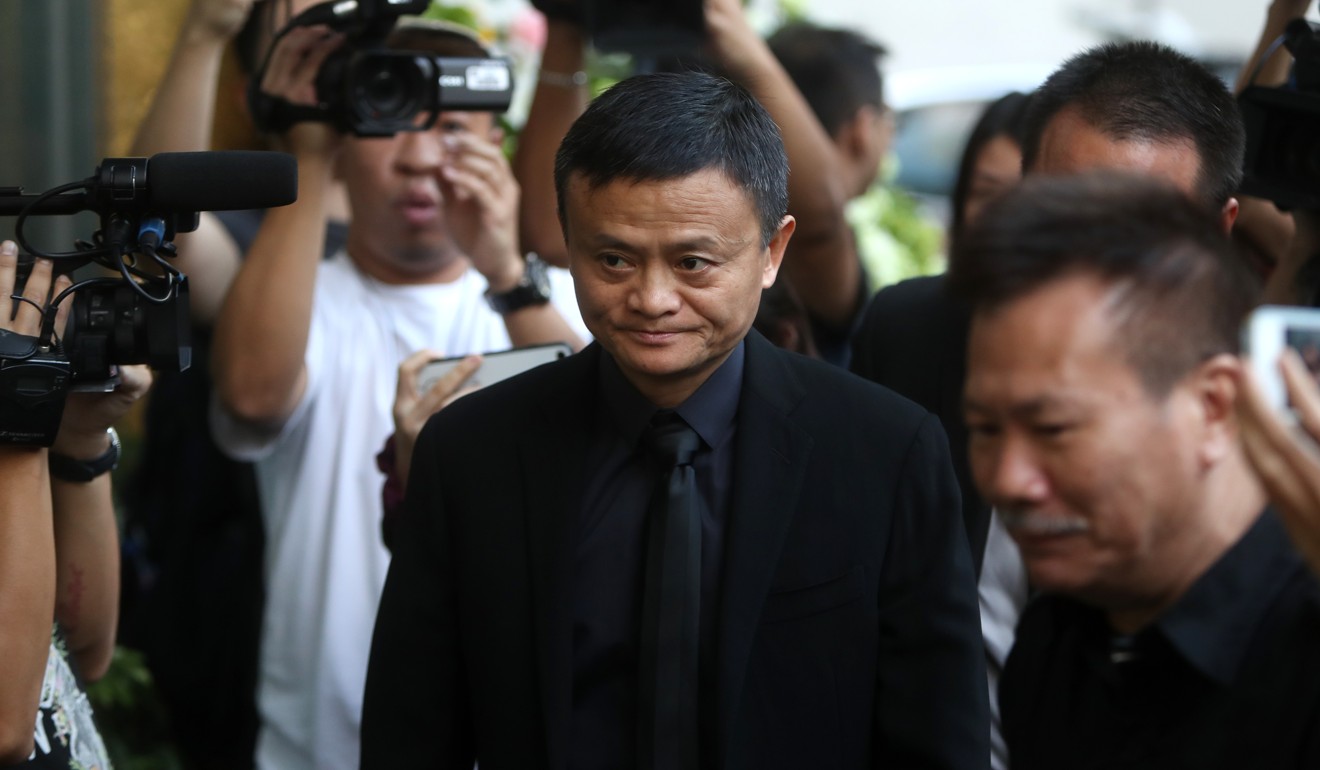 Jack Ma arrives at the funeral service. Photo: Winson Wong/SCMP