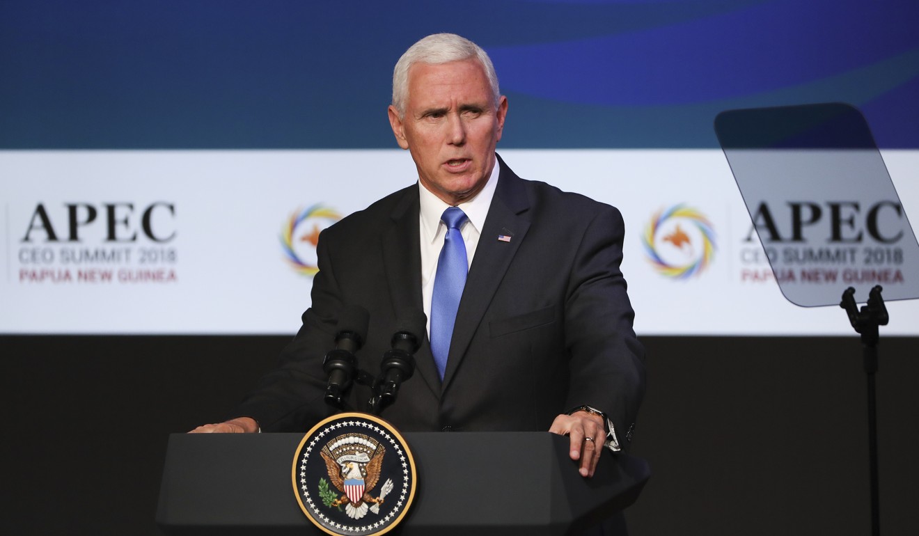Pence speaking at the Apec summit. Photo: AP