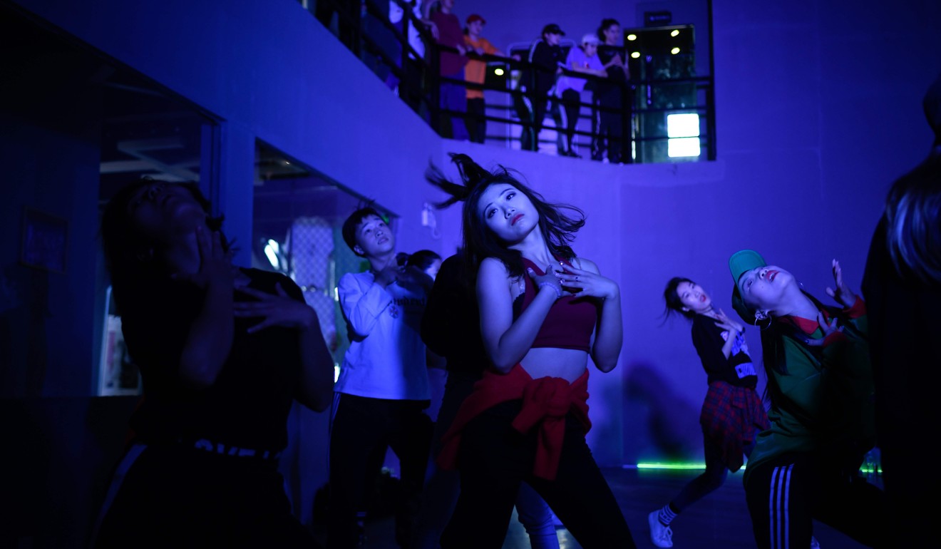 Students practise street dance at T.I. Studio in Beijing. Photo: AFP