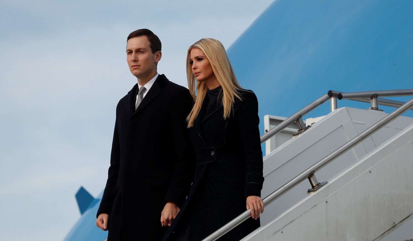 White House senior advisers Ivanka Trump and her husband Jared Kushner exit Air Force One. Photo: Reuters