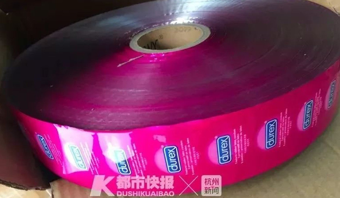 The counterfeiters used the name of major international brands such as Durex. Photo: Du Shi Kuai Bao