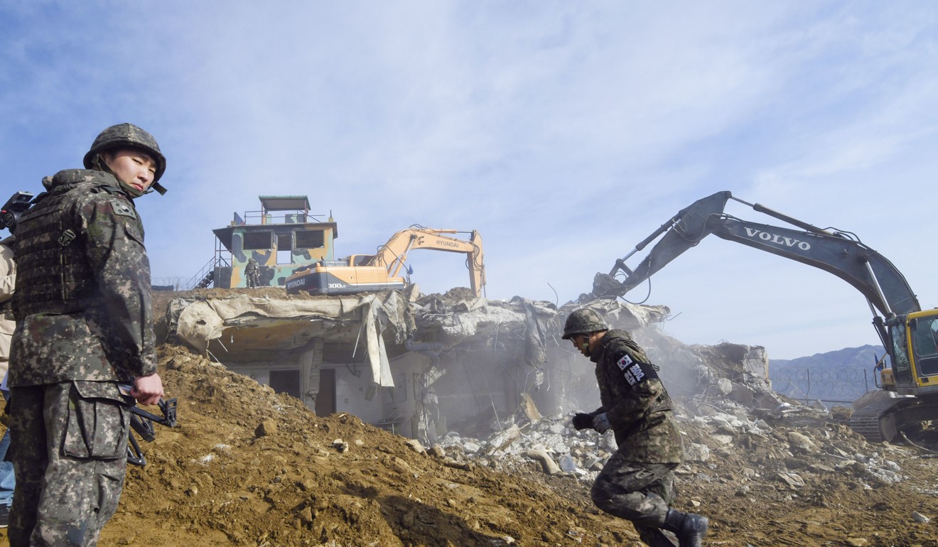 Guard posts have been demolished as part of a recent thaw in inter-Korea ties. Photo: Kyodo