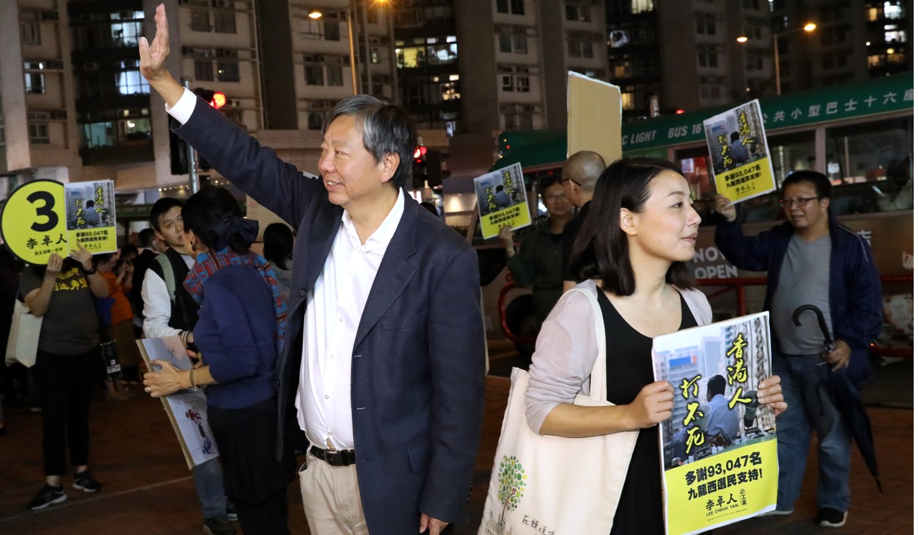 Pan-democrats have expressed alarm after veteran campaigner and former lawmaker Lee Cheuk-yan (left) lost to pro-establishment candidate Chan Hoi-yan in the Kowloon West constituency. Photo: Dickson Lee