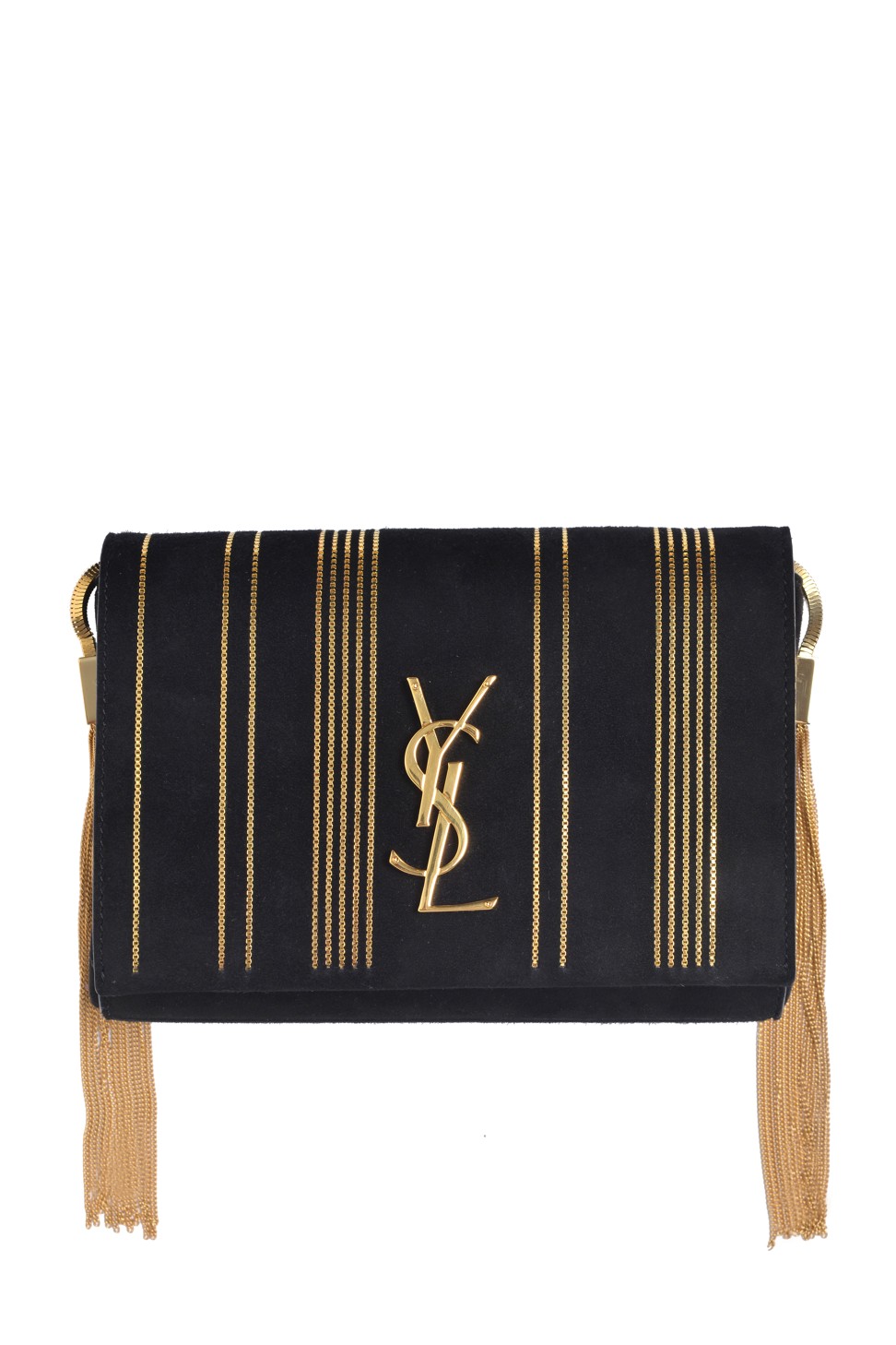 The Saint Laurent Kate chain bag in black suede and gold tassels costs US$2,875.