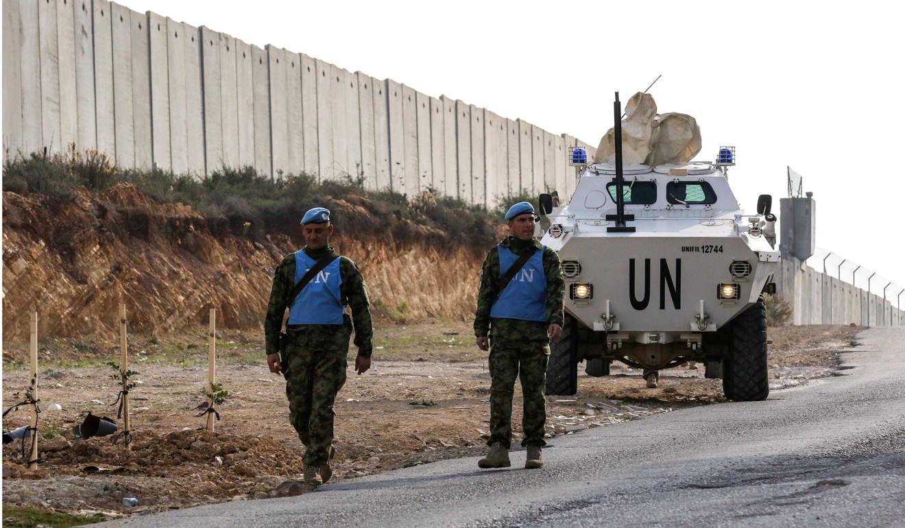 Unifil soldiers patrol the border with Israel. Photo: AFP