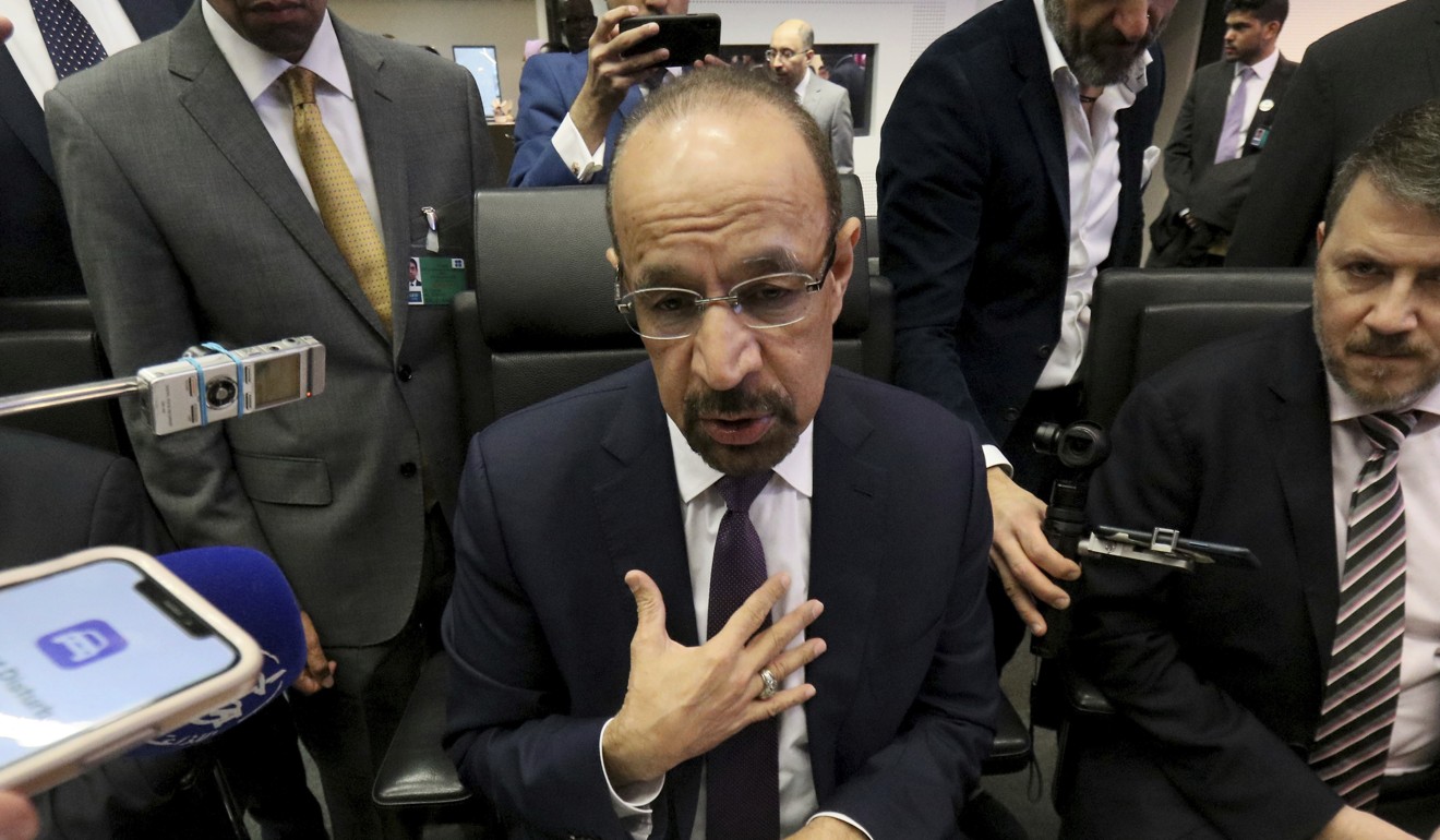 Khalid Al-Falih Minister of Energy, Industry and Mineral Resources of Saudi Arabia speaks prior to the start of a meeting of the Organisation of the Petroleum Exporting Countries, Opec, at their headquarters in Vienna, Austria. Photo: AP Photo/Ronald Zak
