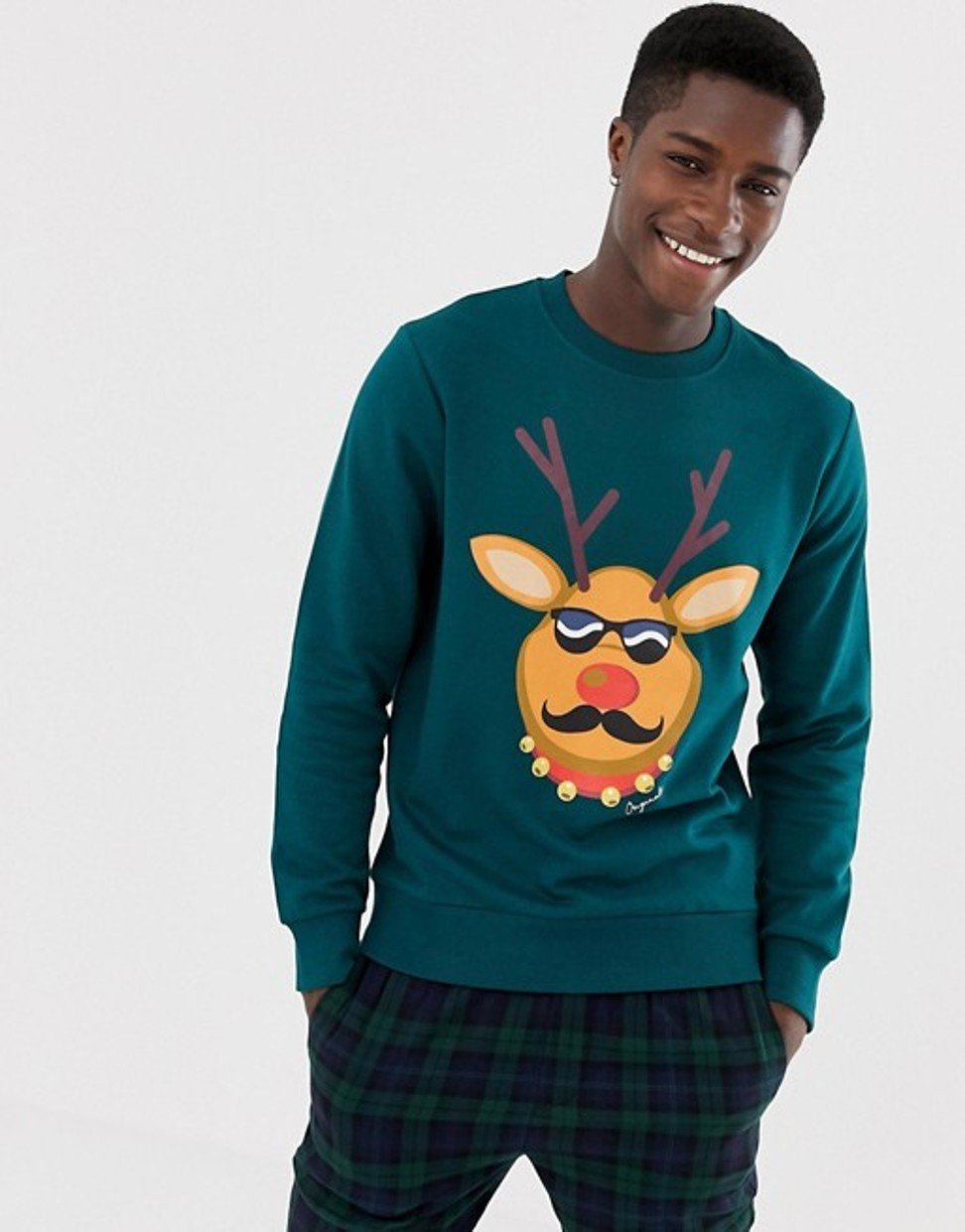 Jack & Jones Christmas jumper with reindeer print.
