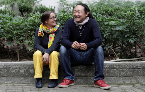 Pimpim de Azevedo and Yutaka Hirako in Hong Kong. They return to the city for fund-raising when it is too cold to work in the Himalayas restoring old Tibetan homes and monasteries. Photo: Tory Ho