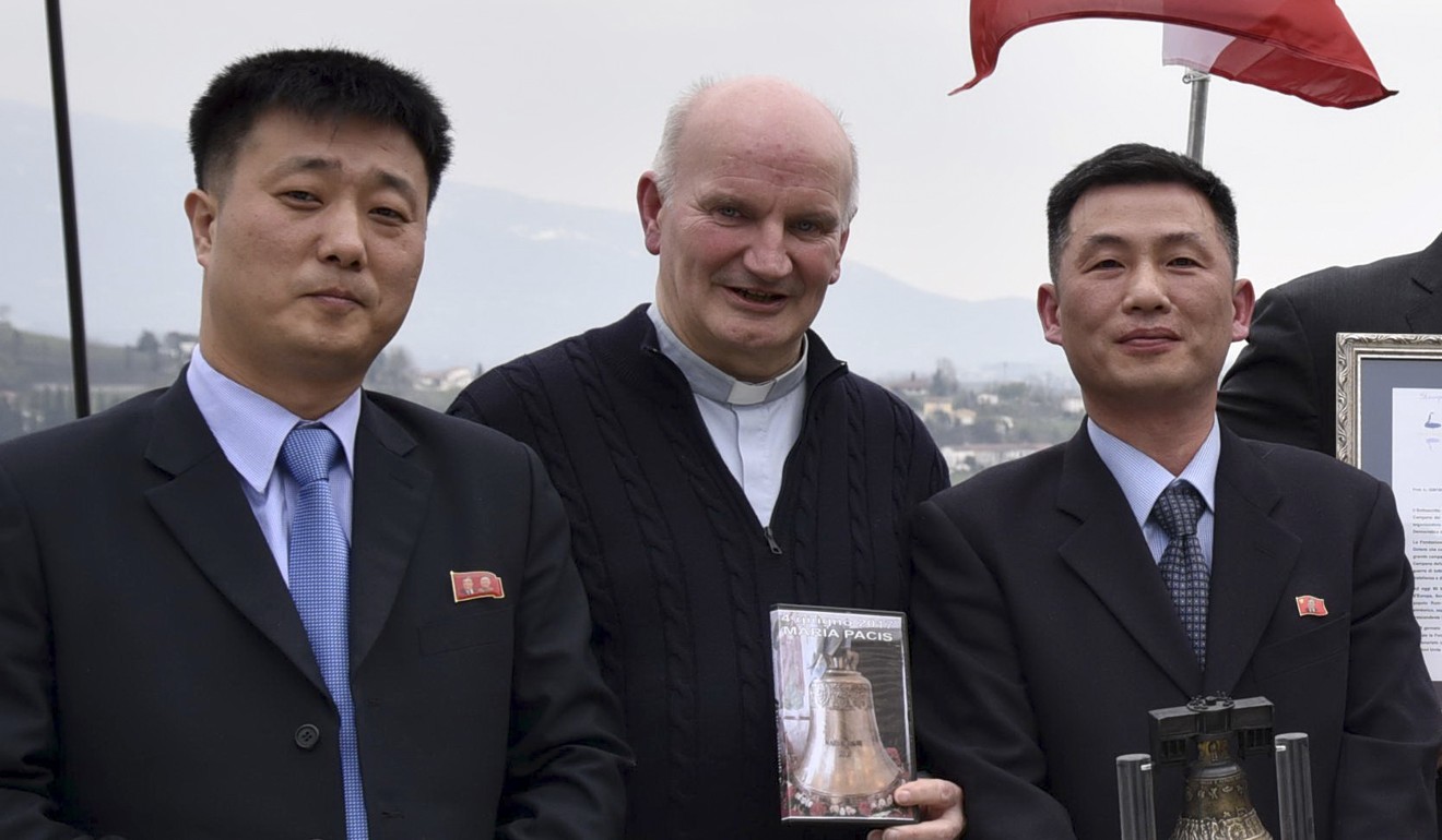 Jo Song Gil (R) during a cultural visit to Italy’s Veneto region. Photo: AP
