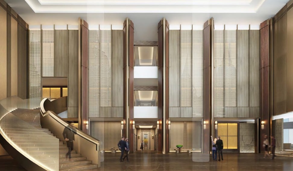 Rendering of the hotel lobby