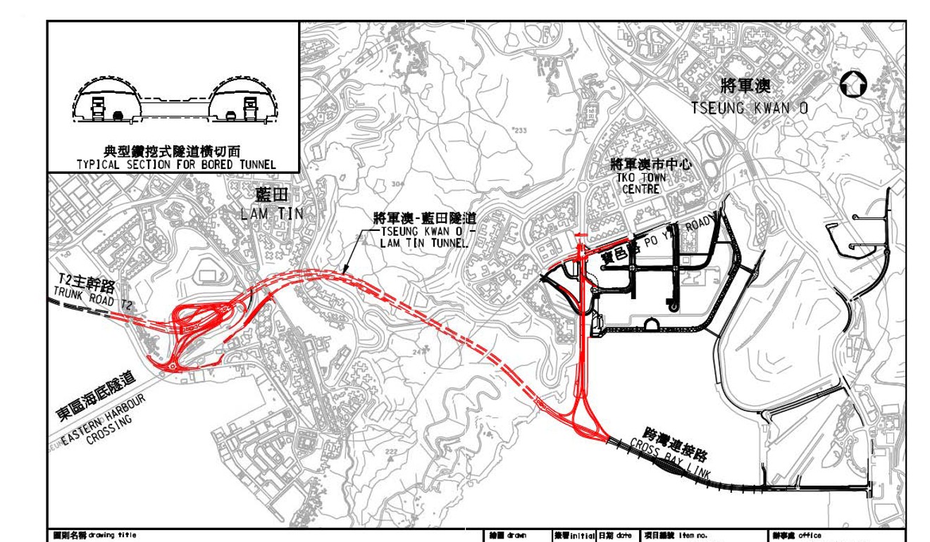Map of the Tseung Kwan O-Lam Tin Tunnel. Photo: CEDD