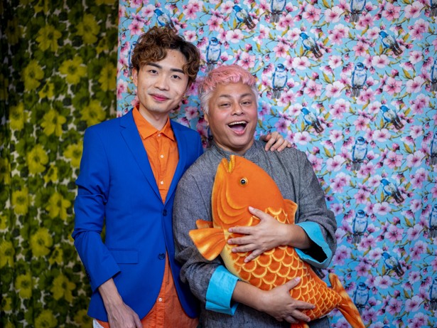 Tinoq Russell Goh (left) with his partner and assistant Dylan Chan. Photo: Caleb Ming