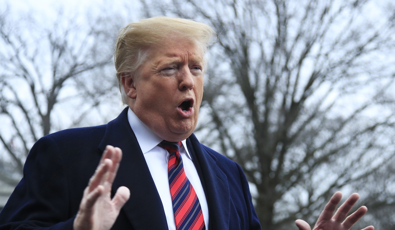 President Donald Trump speaks to reporters outside the White House. A federal judge in Los Angeles appeared inclined to toss out a lawsuit against Trump by porn actress Stormy Daniels. Photo: AP