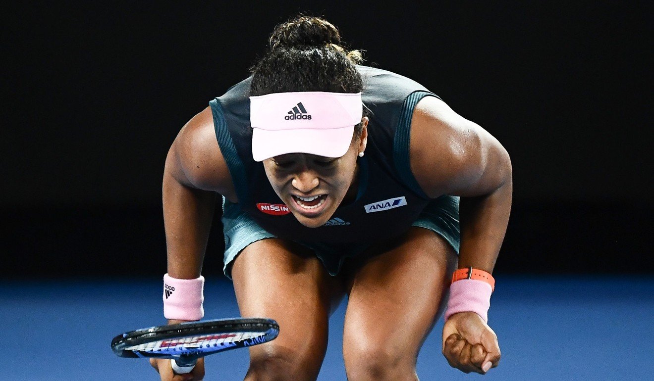 Naomi Osaka screams after an error against Petra Kvitova. Photo: AFP