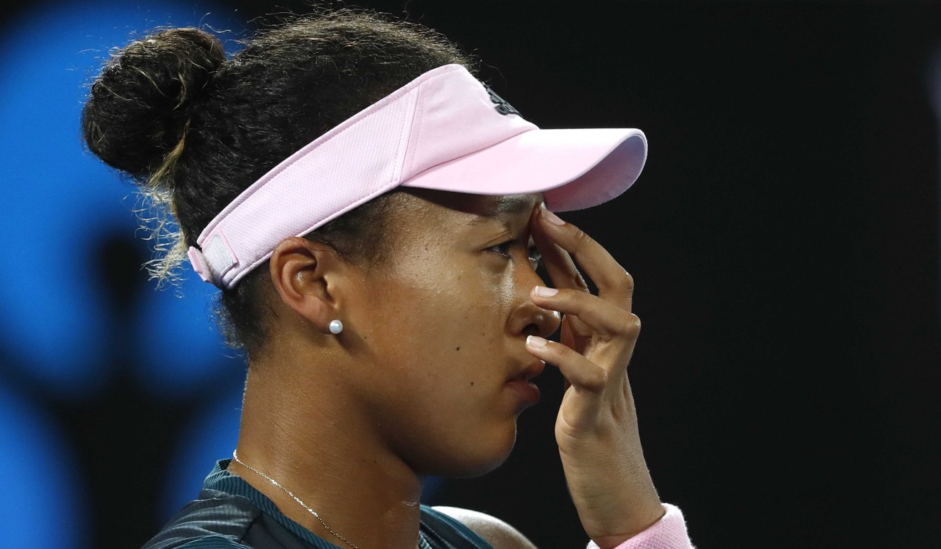 Naomi Osaka looks dejected during the second set. Photo: Reuters